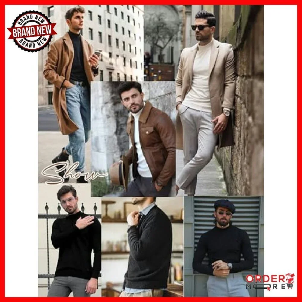 Men's Fleece Mock Turtleneck Thermal Top Long Sleeve Ribbed Knit